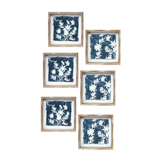 8" x 8" Floral Print Framed Outline Set By Melrose in White/Blue/Brown | Michaels®
